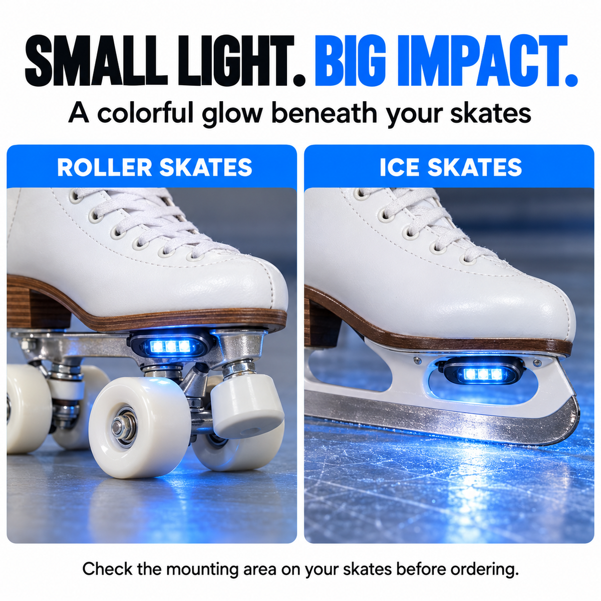 Roller and ice skate mounting comparison